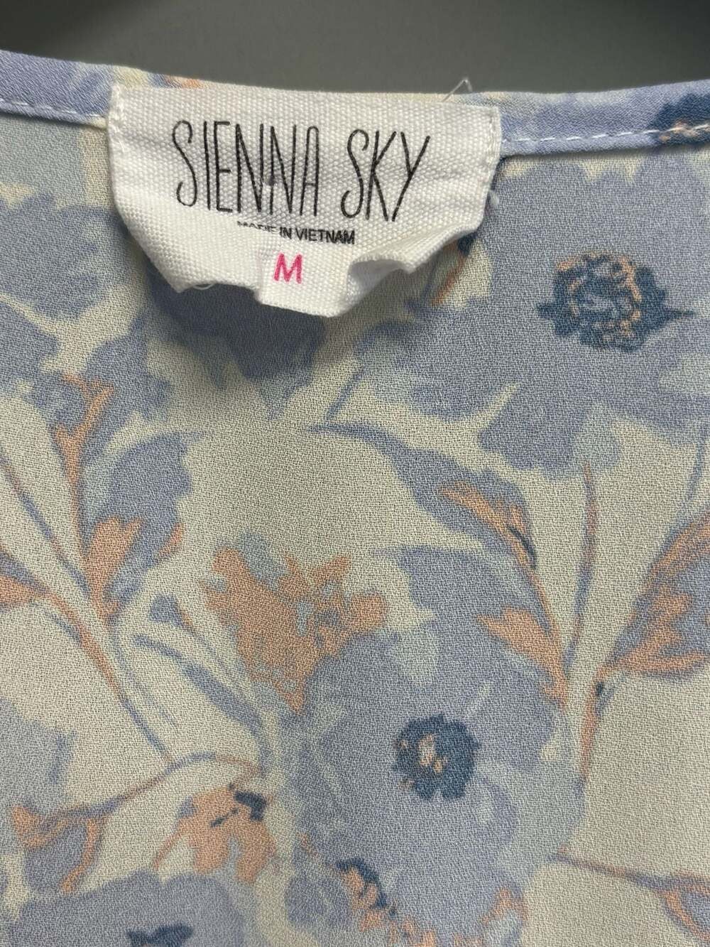 Women's Blue & White Floral Mini Dress + Smocked Size M - Picture 5 of 14